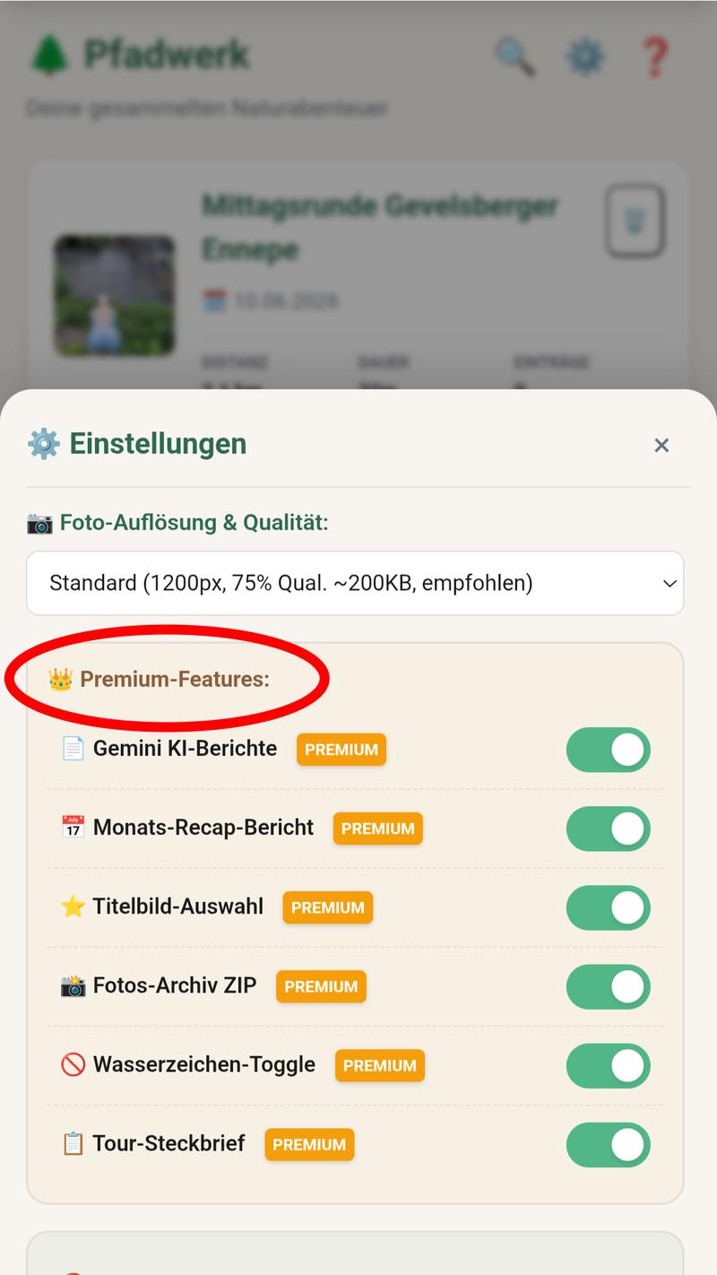 Premium Einstellungen