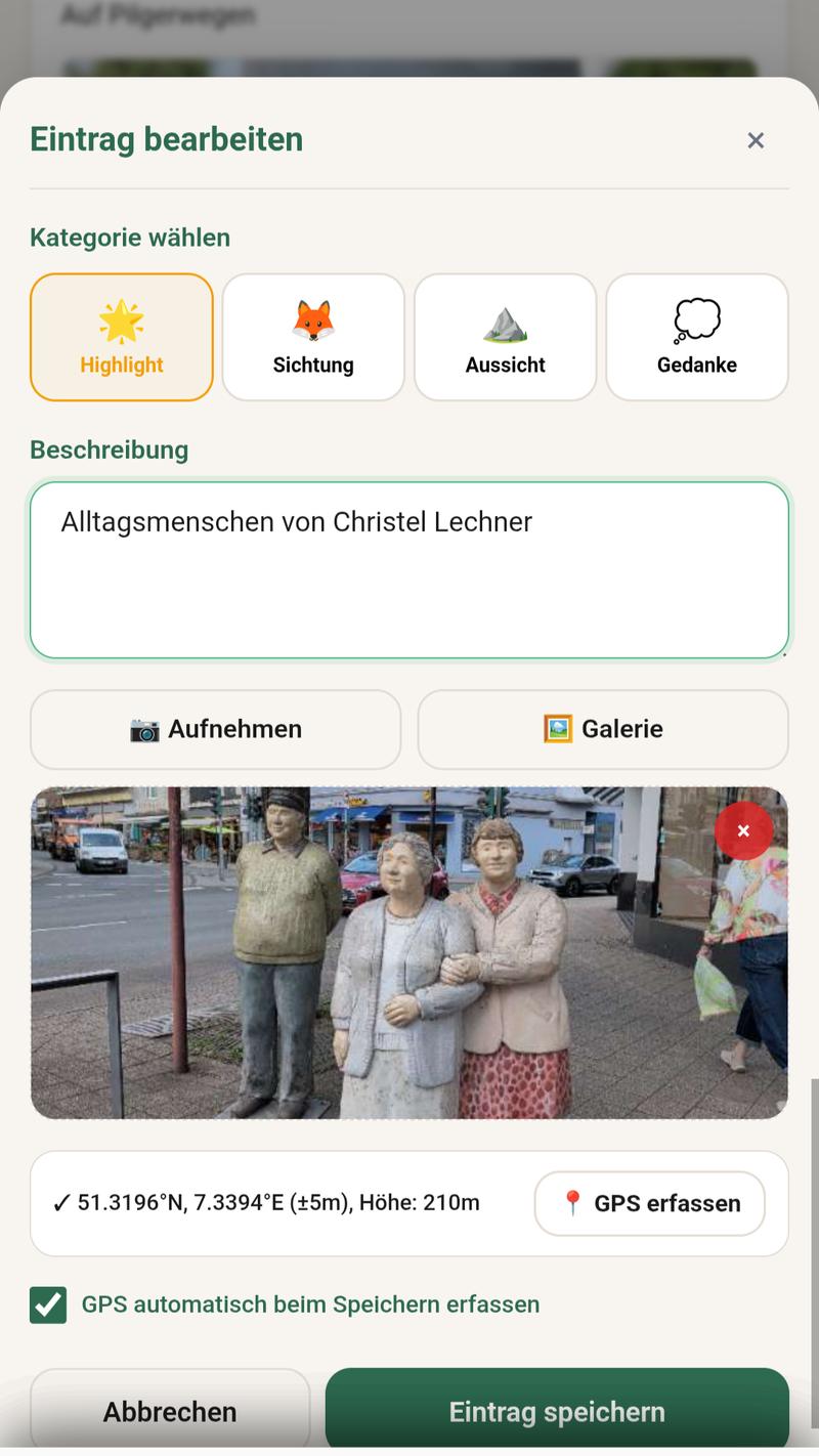 Logbuch Eintrag Kategorien